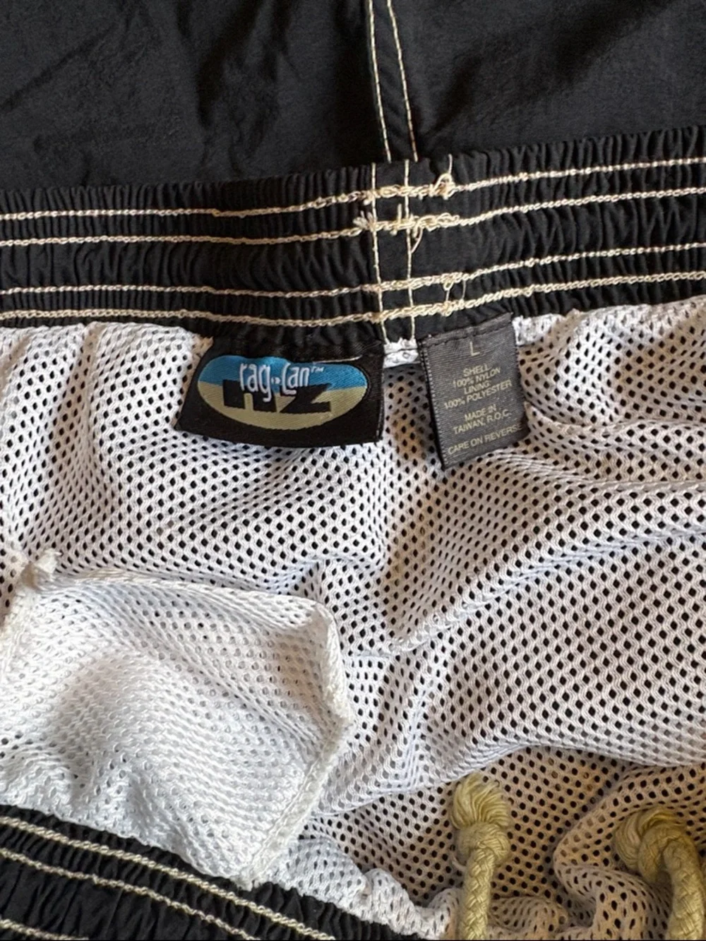 Raglan NZ VINTAGE Ocean Bay Size Large Black Swim Trunks